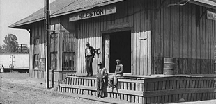 Railway station, Mileston, Mississippi Delta, Mississippi. Oct 1939, Jazz, Blues, and Literature