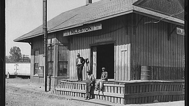 Railway station, Mileston, Mississippi Delta, Mississippi. Oct 1939, Jazz, Blues, and Literature